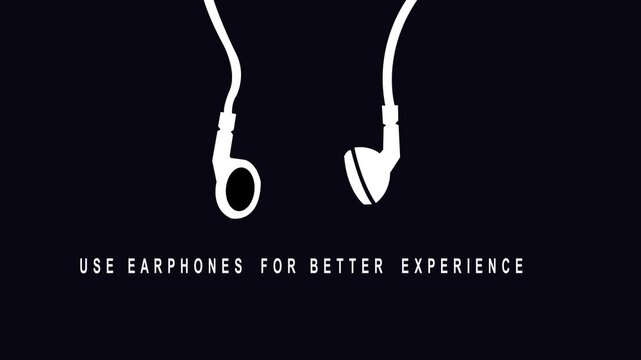 Animated music interface with sound bars and media control buttons on dark background. for use in or streaming content. 4K Video