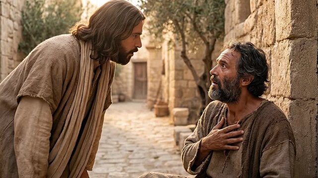 Jesus asks the healed man if he believes in the Son of Man