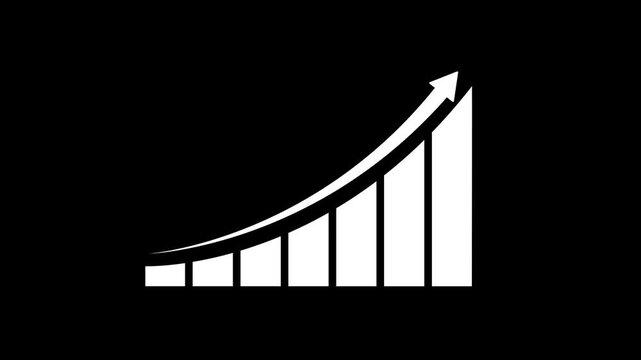 Bar chart diagram, isolated on black background, with alpha channel.on a black background, with 4k video animation.