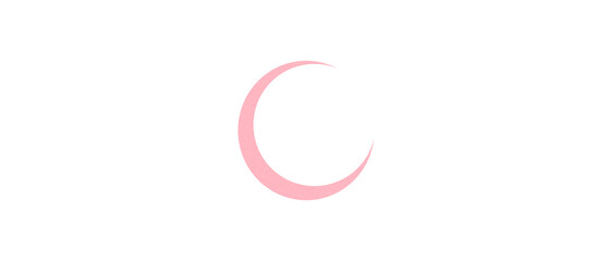 Pink crescent moon paper cutout, moon icon, waxing moon symbol, crescent moon icon symbol set on transparent background.