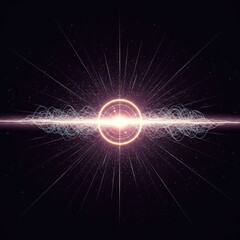 Fototapeta premium Abstract illustration showing the quantum mechanical principle of wave-particle duality coexisting in a single entity, wave, theory, interference