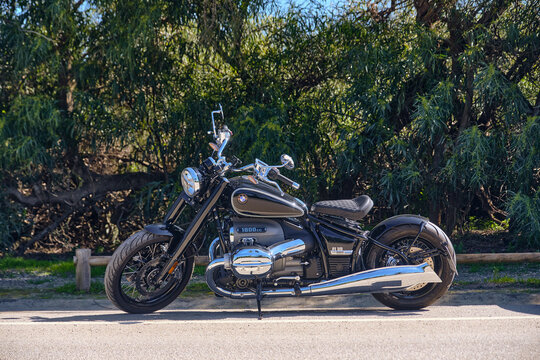 Motorcycle Culture And Freedom Classic BMW R18 Cruiser Bike Parked On Road In Sotogrande Andalucia Spain Represents Adventure Travel And The Open Road Lifestyle
