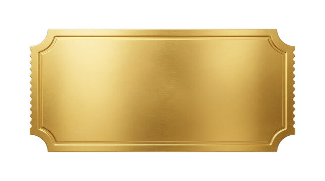 Gold blank ticket with border on white