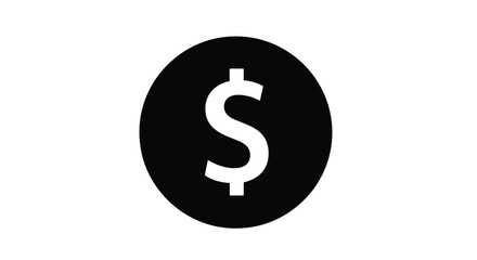 Obraz premium Minimalist icon of a white dollar sign centered on a black circle