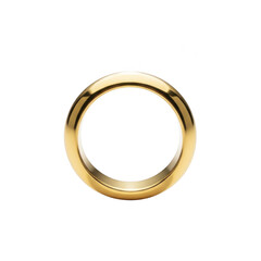 A golden ring with intricate engravings and a smooth, polished surface