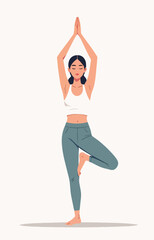Illustrazione vettoriale di esercizi yoga e meditazione per benessere e relax