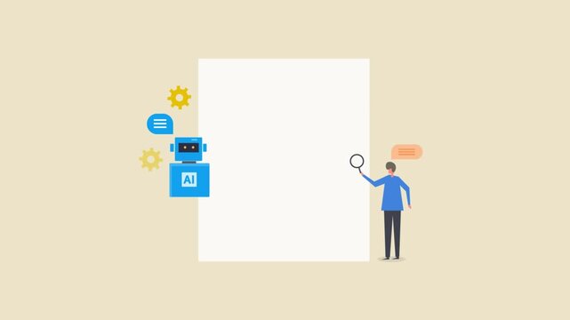 Ai content generation workspace, SEO analyst interacts with chatbot, create optimized text content for digital marketing and brand citation purpose.