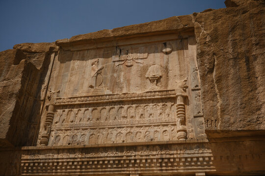 Ancient columns of Persepolis archaeological site in Fars Iran