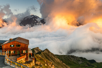 Panoramic View of the Austrian Alps in Summer