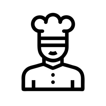 Chef with a stylish chef hat and blindfold standing confidently isolated on white background, Vector