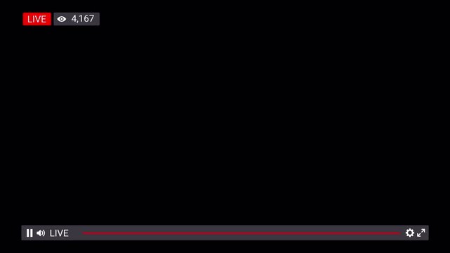 Social media live streaming overlays animation on transparent background, Social media live stream template animation with flying hearts