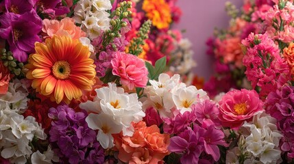 Vibrant Floral Medley Showcasing Colorful Blooms in Lush Garden Setting