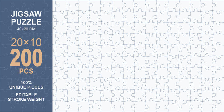 Blank Jigsaw Puzzle Template 200 Pieces for Custom DIY Crafting and Artistic Creation