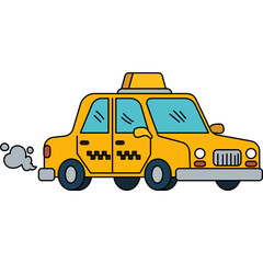 Cartoon Yellow Taxi Cab Icon © Gisella