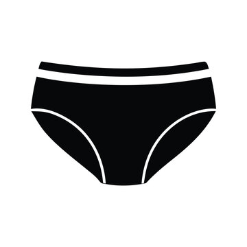 Stylish black and white women's underwear with white stripes silhouette vector illustration, underware silhouette vector illustration