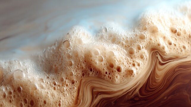 Abstract latte background showing creamy coffee and milk mixing