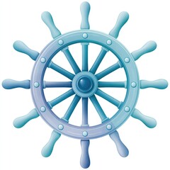 Obraz premium Watercolor cartoon ship wheel clipart on white background for nautical designs and crafts