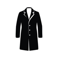 Elegant black and white trench coat with detailed design silhouette vector illustration, wool overcoat silhouette vector illustration