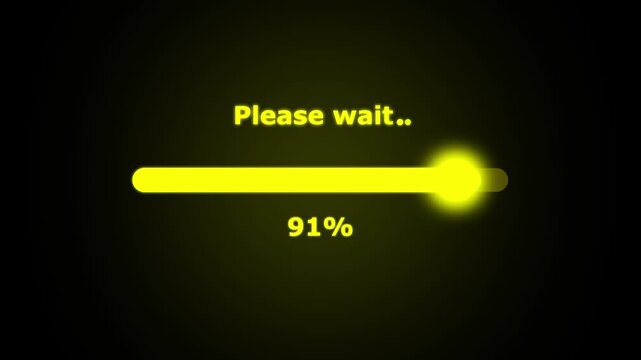 Please Wait Progress Bar Animation 0 to 100 Percent Digital Loading Interface Technology Background.