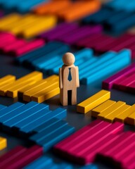 manage risk, investment, financial strategy, Uncovering Hidden Investment Opportunities - Strategic Concept with Wooden Figurine Investor and Financial Charts, Premium Book Cover Layout