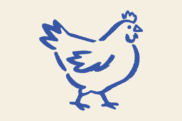 Chicken naive hand drawn vector illustration © Victoria