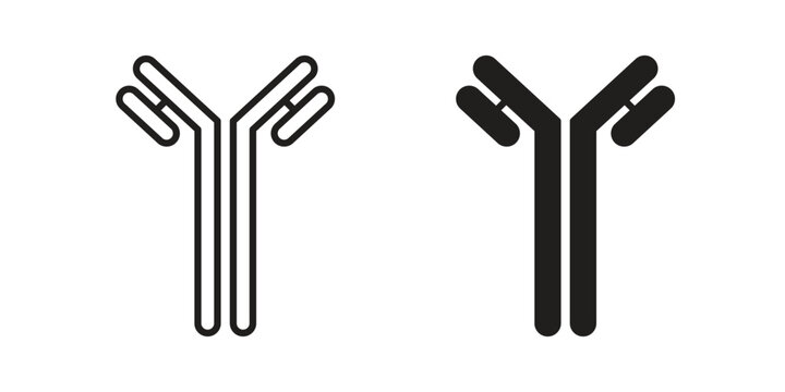 Antibody icon silhouette design. Editable stroke outline icon on white background