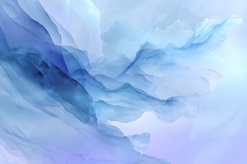 Obraz premium Abstract Blue Fluid Waves Background, Soft Transparent Flow Design