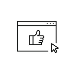 Like symbol on web page. Website approval, page satisfaction. Pixel perfect, editable stroke vector icon