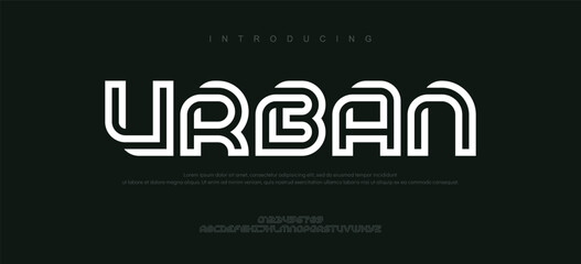 Creative Outline Double line monogram alphabet and tech fonts. Lines font regular uppercase and lowercase. Vector illustration.  © Spidey 