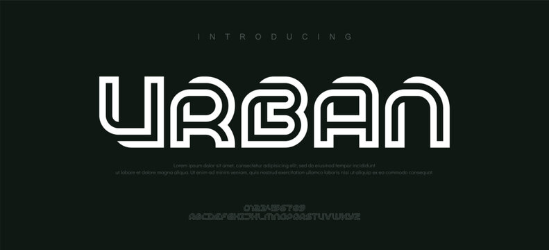 Creative Outline Double line monogram alphabet and tech fonts. Lines font regular uppercase and lowercase. Vector illustration.
