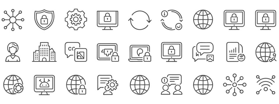 Technology and business with network and security symbols