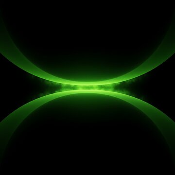 Hyperbolic arc neon green light abstract background glow dark space