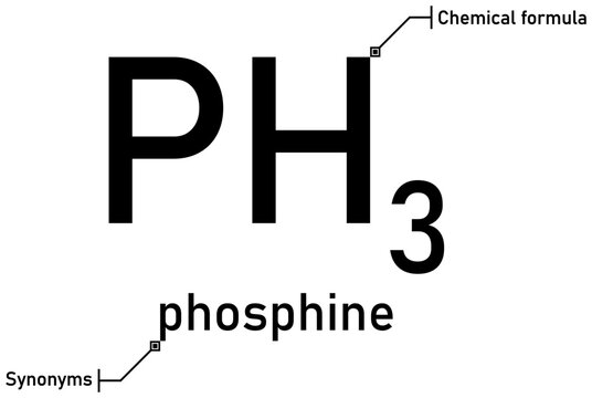 Phosphine chemical formula with callout titles