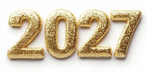 Stunning Metallic 2027 Number Arrangement on a Reflective Surface for New Year Countdown Inspiration