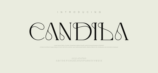 Candila typography beauty fashion elegant minimalist serif italic fonts decorative wedding vintage retro logos. Minimal luxury font alphabet logo. Vector illustration  © Spidey 