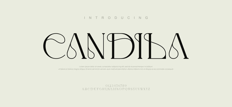 Candila typography beauty fashion elegant minimalist serif italic fonts decorative wedding vintage retro logos. Minimal luxury font alphabet logo. Vector illustration
