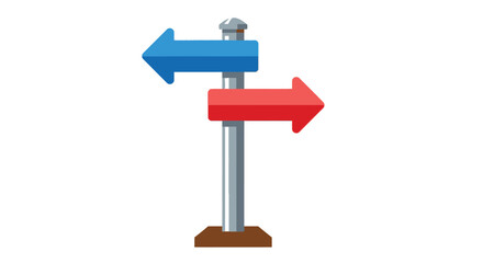 A directional signpost with one blue and one red arrow pointing outwards © HOLYLINE ART