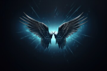 Fototapeta premium Technology on wings background angel bird illuminated.