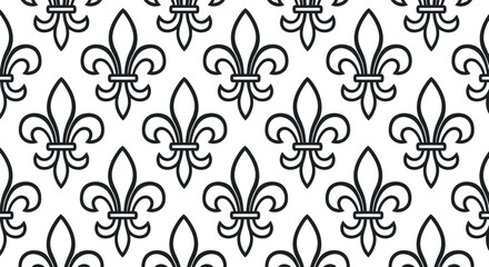 Fleur de Lis Pattern - Black and White Classic Symbol Seamless Background © mus