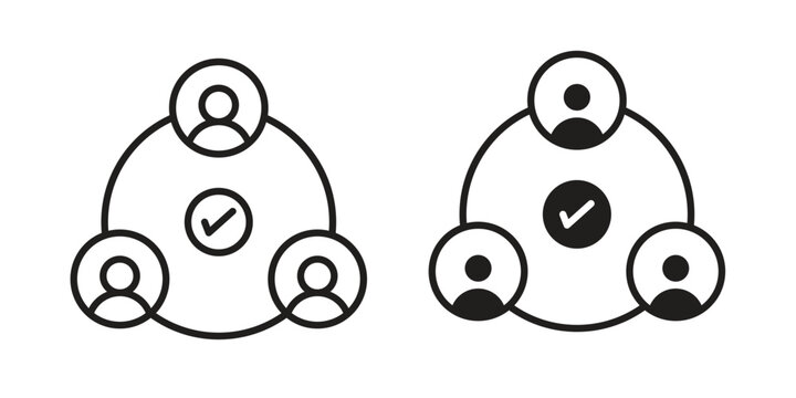 Collaboration icon silhouette design. Editable stroke outline icon on white background