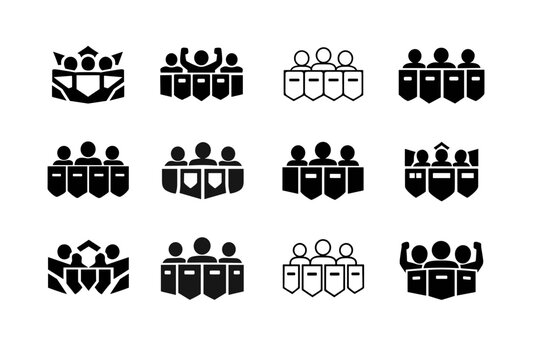 protest movement. Icon set. Set Logo of protest movement: barrier standoff symbol. harmonious logo variations of the same emblematic concept, each with