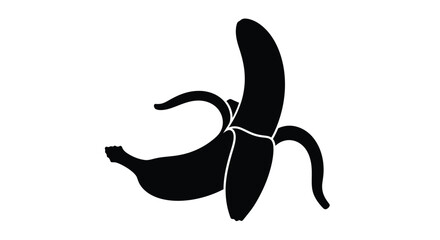 A peeled banana depicted as a striking black shape silhouette © MDSAJIB