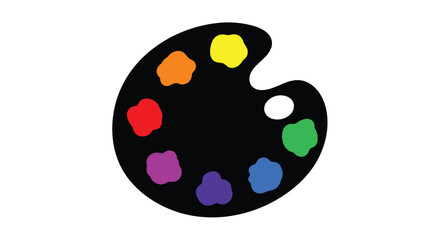Fototapeta premium Colorful paint palette design a striking black shape silhouette