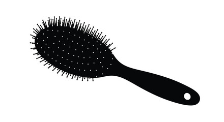 Black hairbrush isolated on a white background a striking silhouette © MDSAJIB