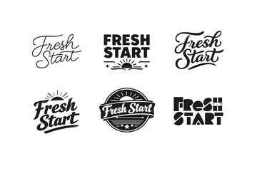Obraz premium Fresh Start. Set lettering. harmonious lettering variations of the same emblematic concept, each with different artistic interpretation (Modern minimal