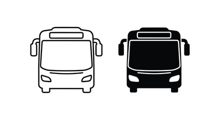 Two bus icons one white and one black in a graphic silhouette © MDSAJIB