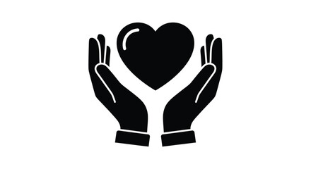 Obraz premium Hands cradling a heart shape a symbolic representation silhouette