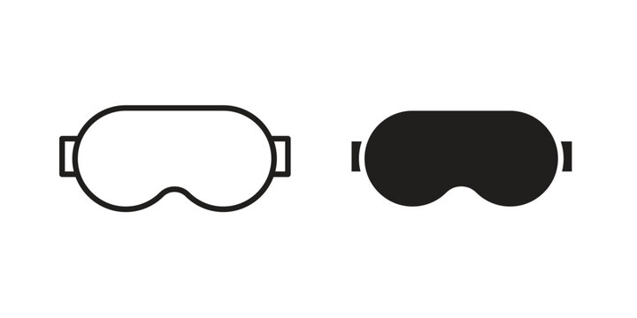 Eye mask icon silhouette design. Editable stroke outline icon on white background
