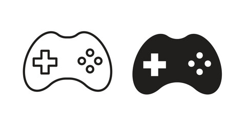 Game controller icon silhouette design. Editable stroke outline icon on white background © Joss