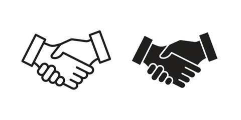 Obraz premium Handshake icon silhouette design. Editable stroke outline icon on white background